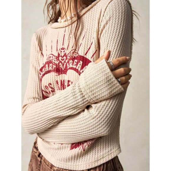 Heart Break Los Angeles Henley Tee NWT - Picture 2 of 5